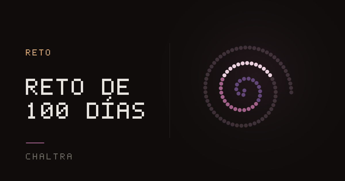 100 días de un reto diario contados como celdas que se llenan