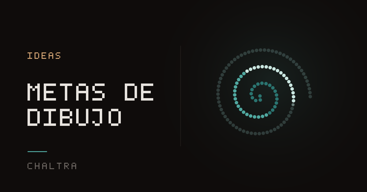 Espiral de puntos que se abre con cada dibujo diario marcado hacia un reto de dibujo