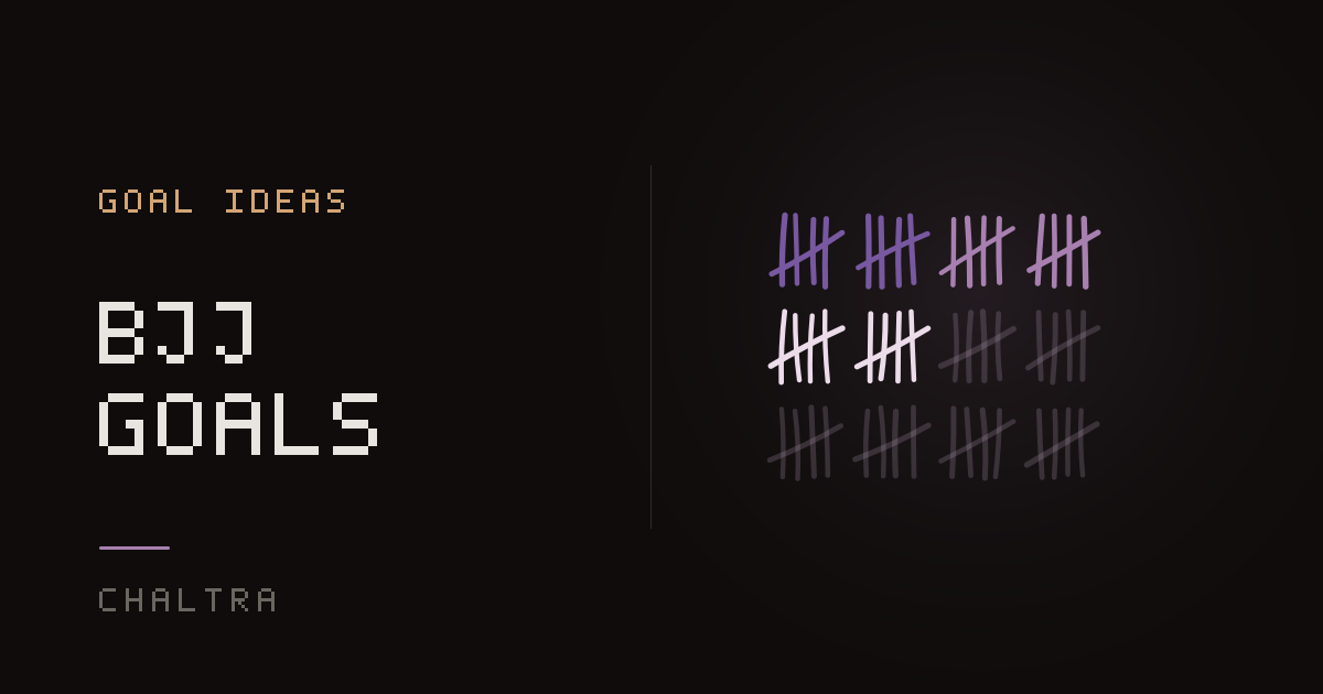 Tally marks adding up in fives, like stripes on a belt, as jiu-jitsu classes are logged