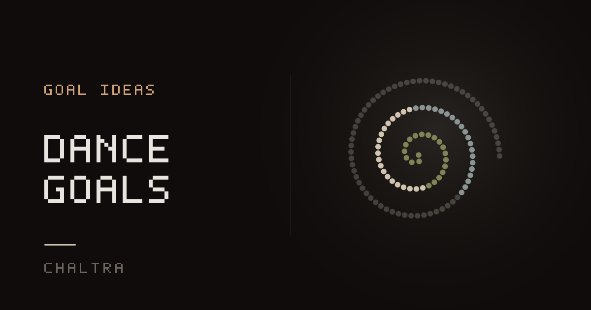 Spiral of dots opening out as dance classes and practice days are logged