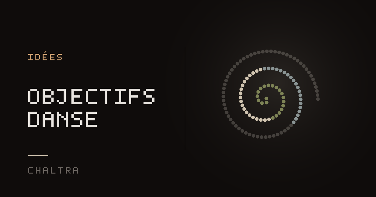 Spirale de points qui s'ouvre au fil des cours de danse et des jours de pratique notés