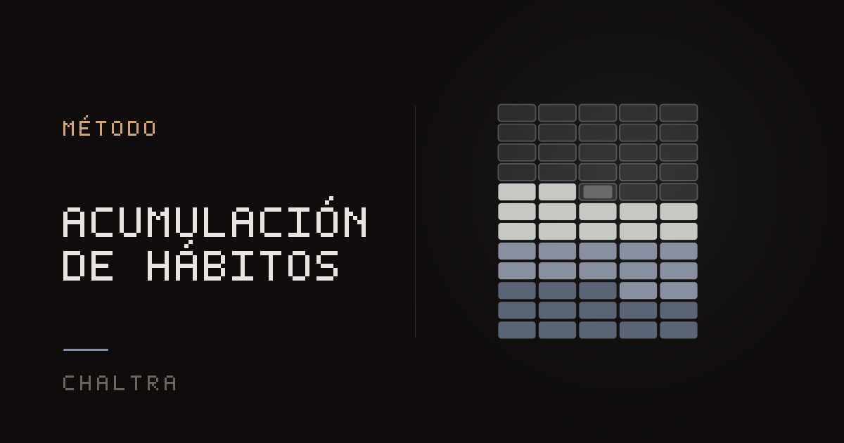Muro de ladrillos que sube hilera por hilera, como apilar hábitos sobre una rutina