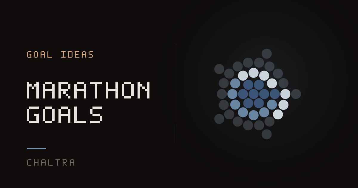 Dot grid of 42 units filling as marathon training kilometres are logged