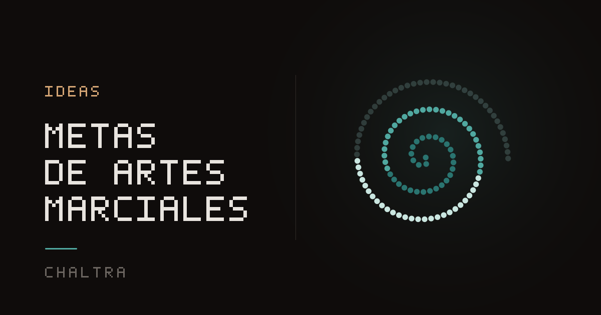 Espiral de puntos que se llena con las clases de artes marciales hacia la siguiente cinta