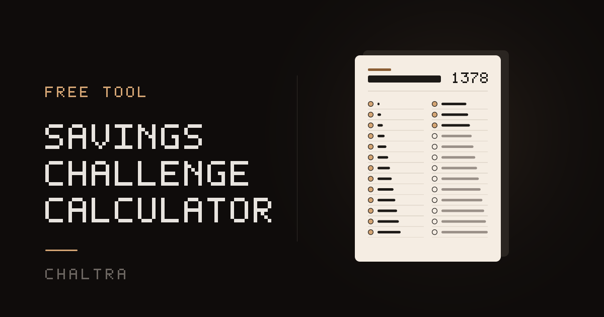 Printed savings challenge chart with the first deposits ticked off