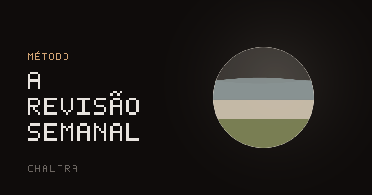 Esfera líquida quase três quartos cheia, o retrato de uma revisão da semana